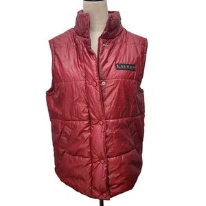 Vintage Lauren Ralph Lauren Red Puffer Vest 90s Y2K Hong Kong Size S Oversized